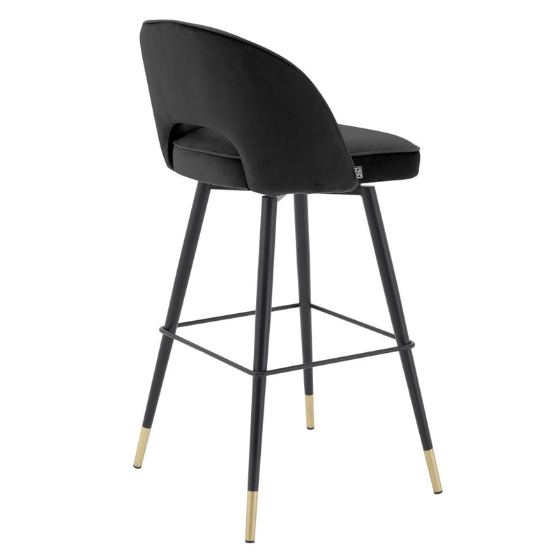 Bar stool Eichholtz Cliff black velvet showroom model