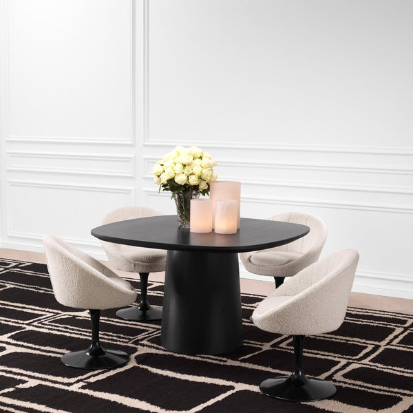 Silla de comedor Eichholtz O'neill bouclé giratoria negra