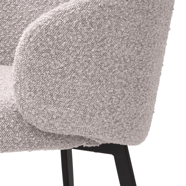 Dining chair Eichholtz Lloyd with arm Bouclé grey