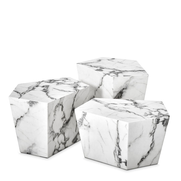coffee table eichholtz prudential set of 3 faux white marble