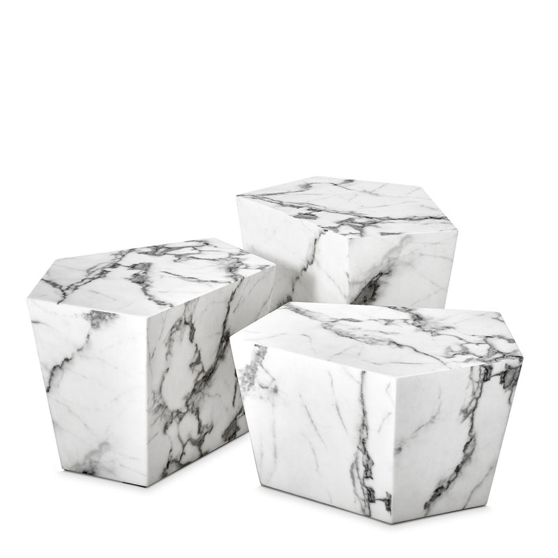 coffee table eichholtz prudential set of 3 faux white marble