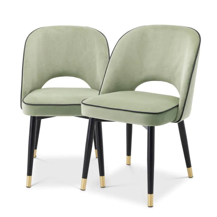Kopie van Dining chair Eichholtz Cliff set of 2 pistache green velvet