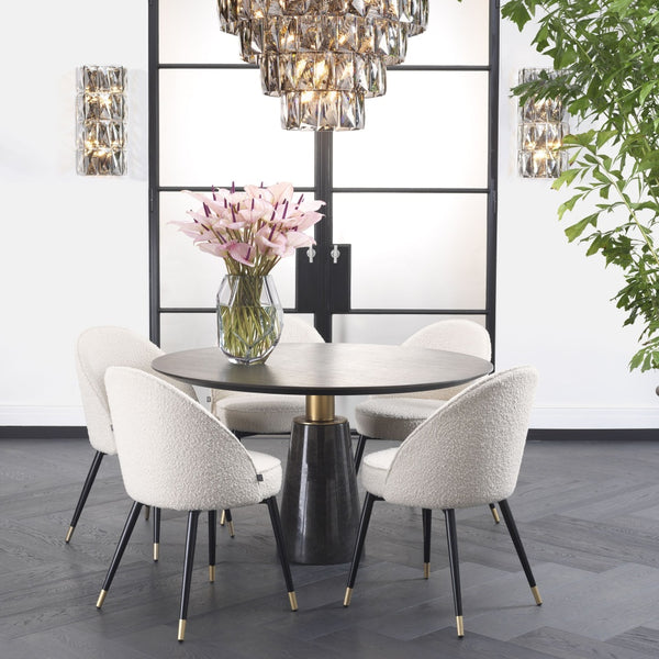 Juego de 2 sillas de comedor Eichholtz cooper crema bouclé