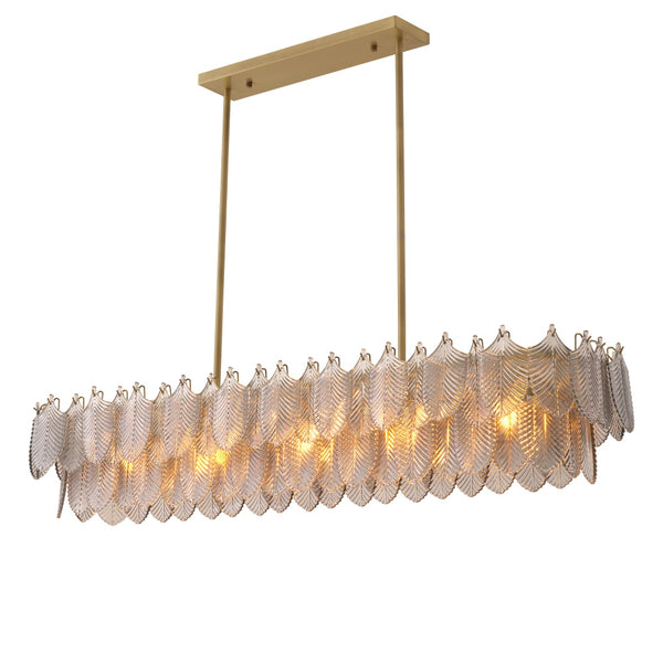 chandelier eichholtz verbier rectangular smoke glas geborsteld goudkleurig messing