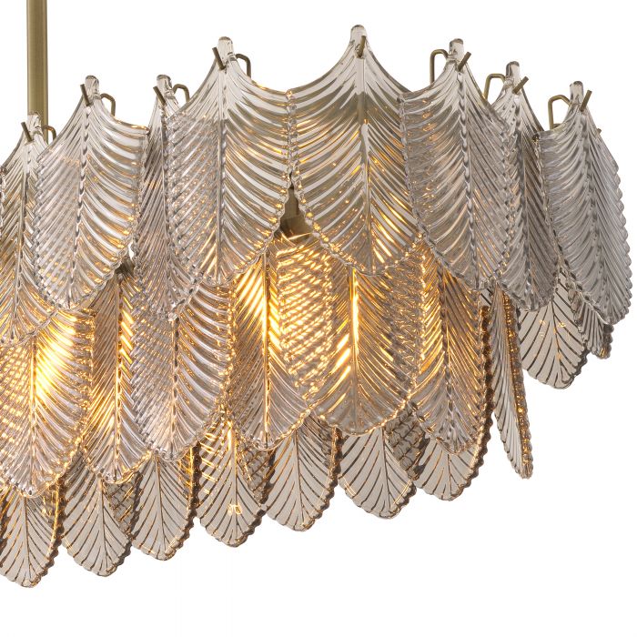 chandelier eichholtz verbier rectangular smoke glas geborsteld goudkleurig messing