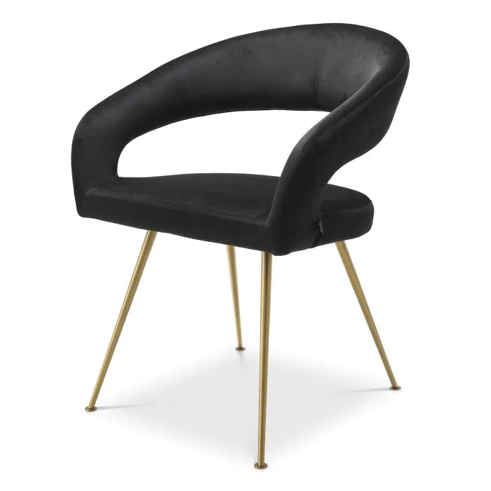 Dining chair Eichholtz Bravo black velvet brass finish