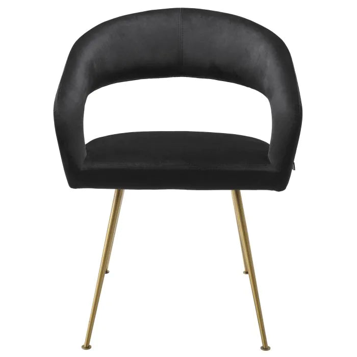 Dining chair Eichholtz Bravo black velvet brass finish