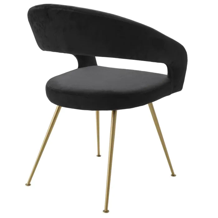 Dining chair Eichholtz Bravo black velvet brass finish
