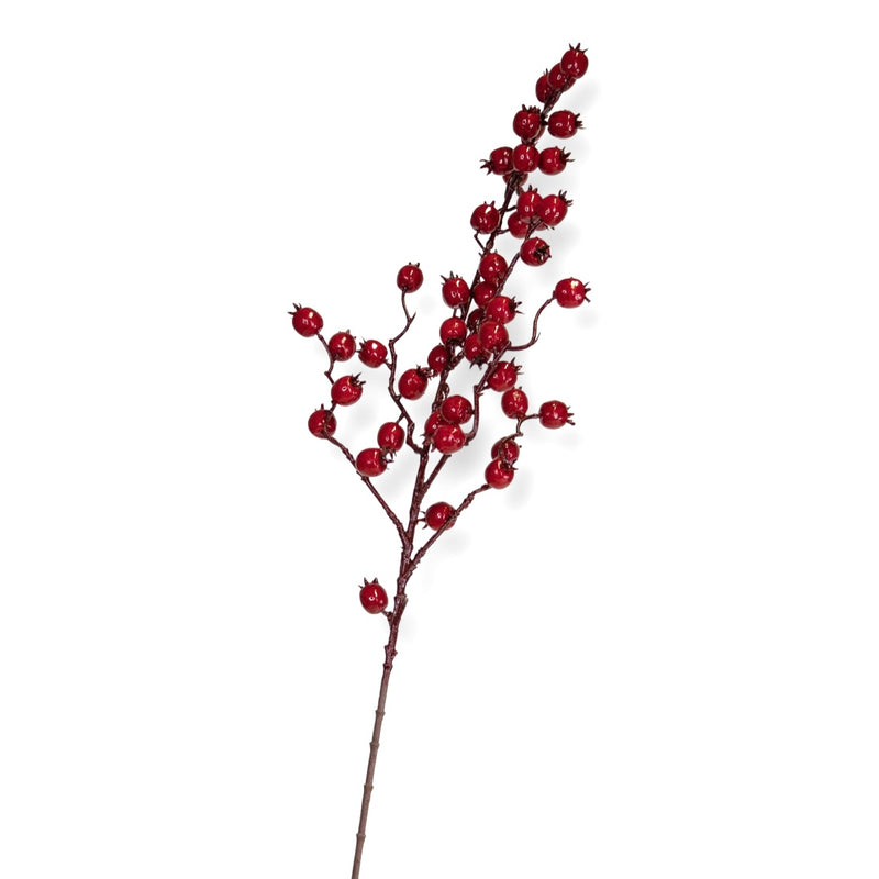 Flor de seda rama bayas rojas