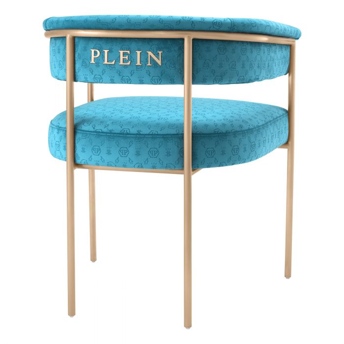 dining chair eetkamerstoel stoel philipp plein monogram blue blauw turquoise