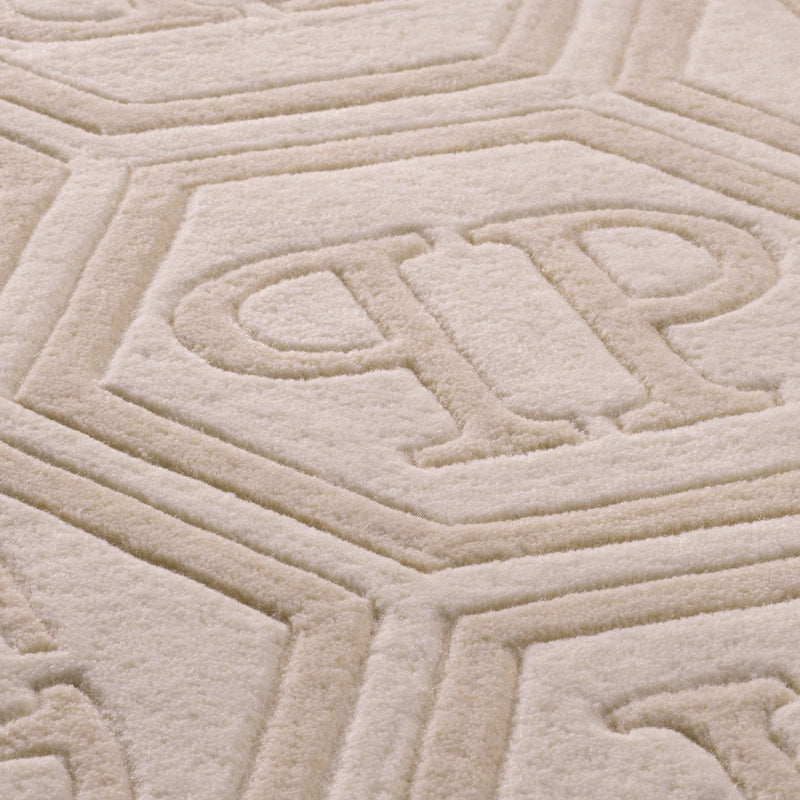vloerkleed carpet rug philipp plein hexagon 300 x 400 cm beige PP