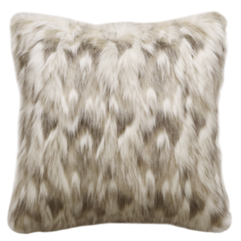 Throw pillow Heirloom faux fur snowshoe hare