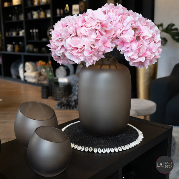 Flor De Seda Rama Hortensia Rosa