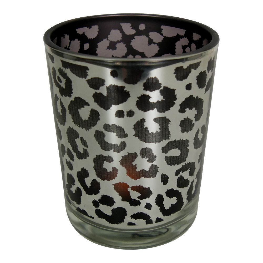 Tealight holder Leopard Silver L